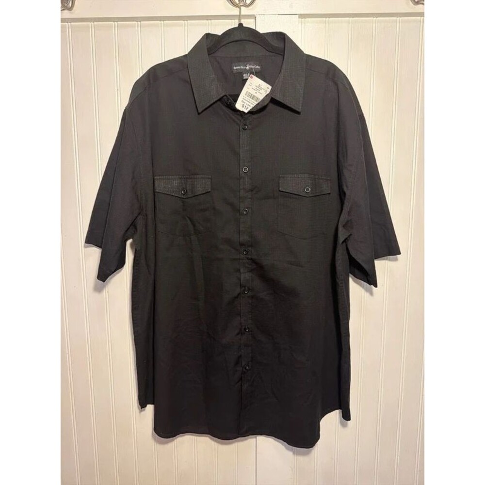 Men’s Black Buttonup Shirt NWT Big & Tall Sz 4XLB Beverly Hills Polo Club